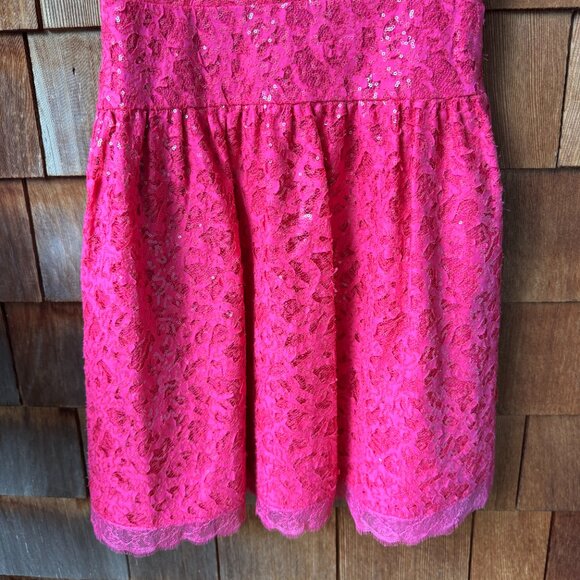 NWT BCBGMAXAZRIA Katarina Lace Sequin Pink V-neck Open Back Dress in Women's 12 - Picture 6 of 12